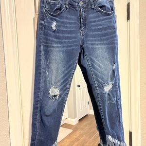 Distressed Kan Can Blue Jeans